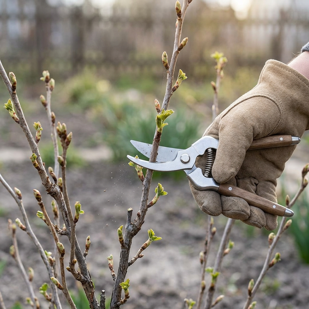 Aednik lõikab sõstrapõõsast