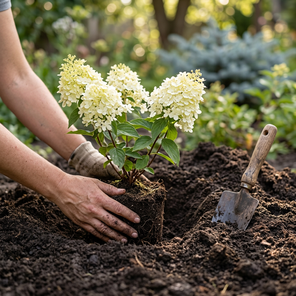 Hortensia istutamine aias