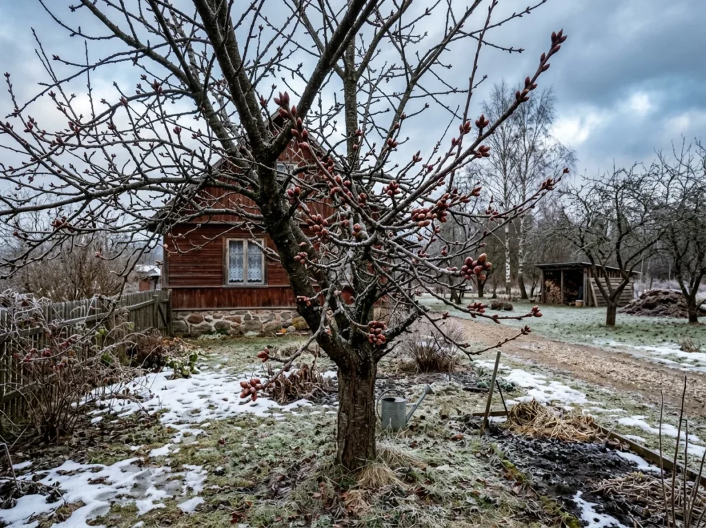 Talvekindel kirsipuu aias
