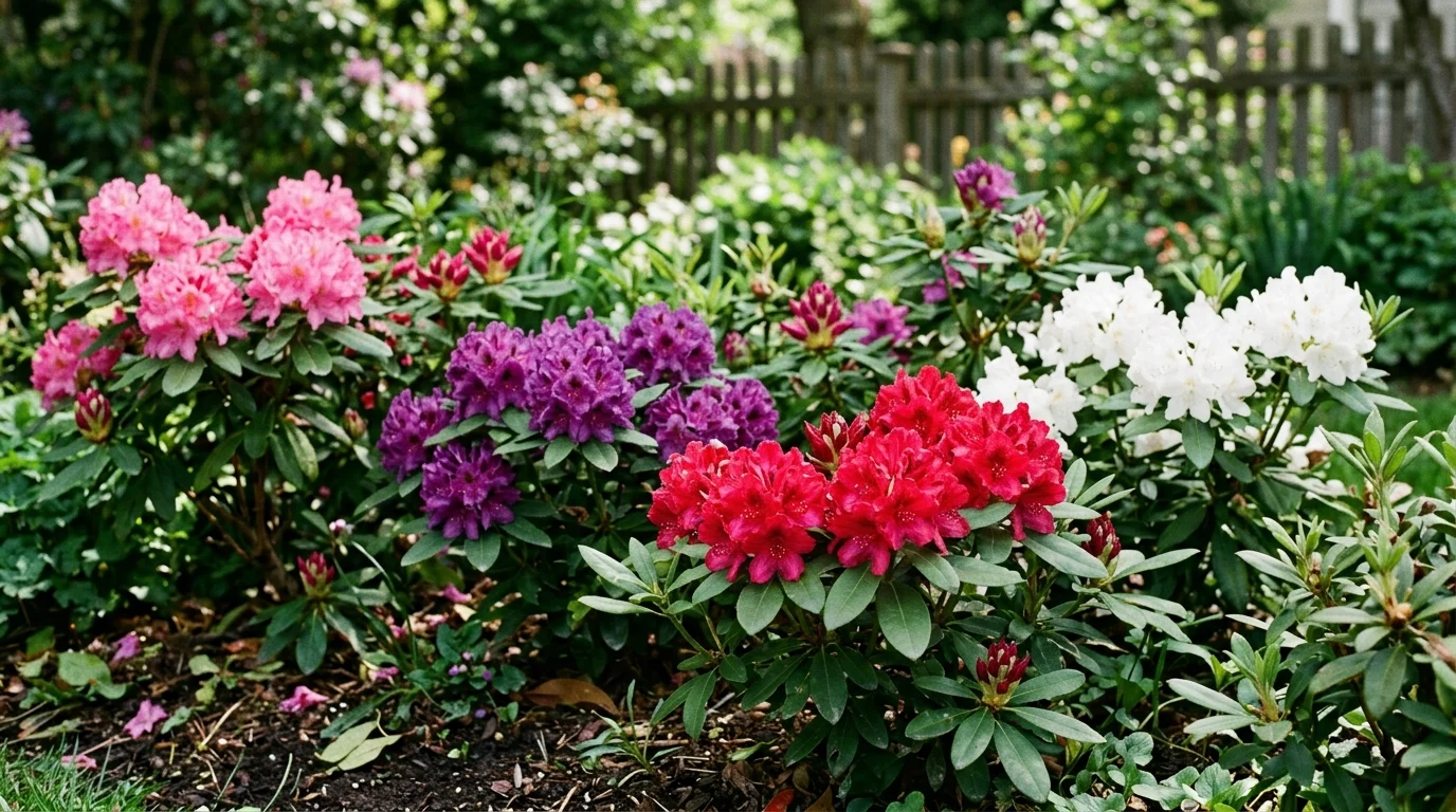 Erivärvilised rododendroniõied