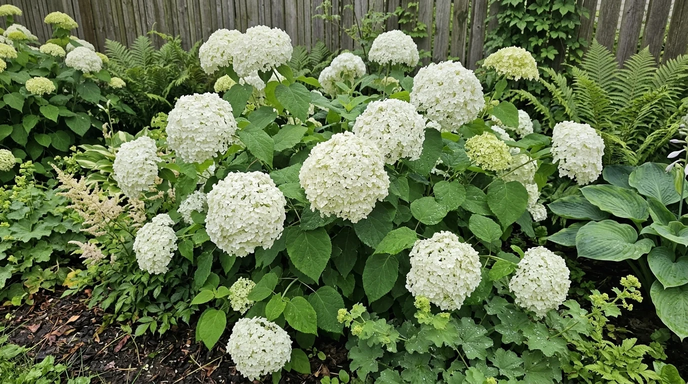 Hortensiad niiskes peenras
